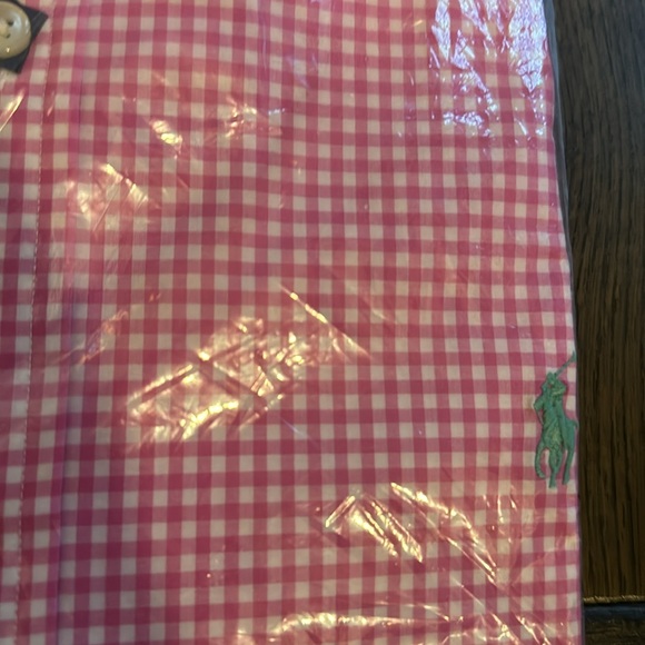 NWT Ralph Lauren Polo Lg 16.5 Pink & White Gingham Check Strerch Slim Fit - Picture 5 of 6